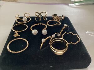 4065 NIP 12 Piece Goldtone Stacking Ring Set Gold Dainty Boho Vintage Bohemian